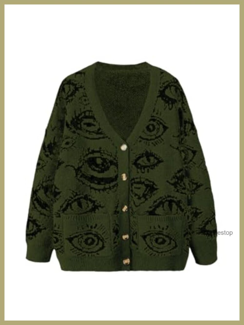 Plus Size Button Down Goth Cardigan Long Sleeve V Neck Grunge Sweater